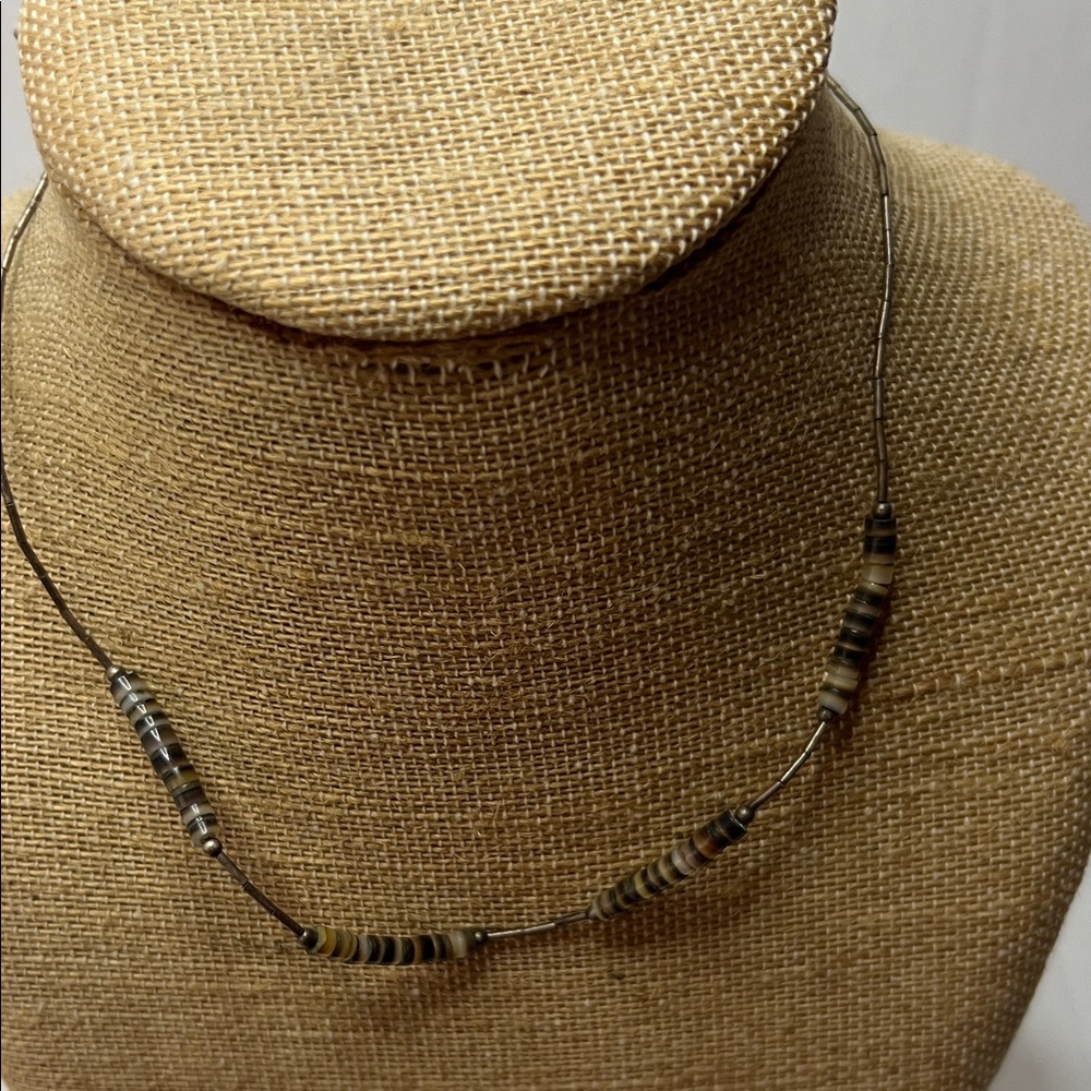Boho‎ Chic vintage Black and Brown Beaded Necklace
